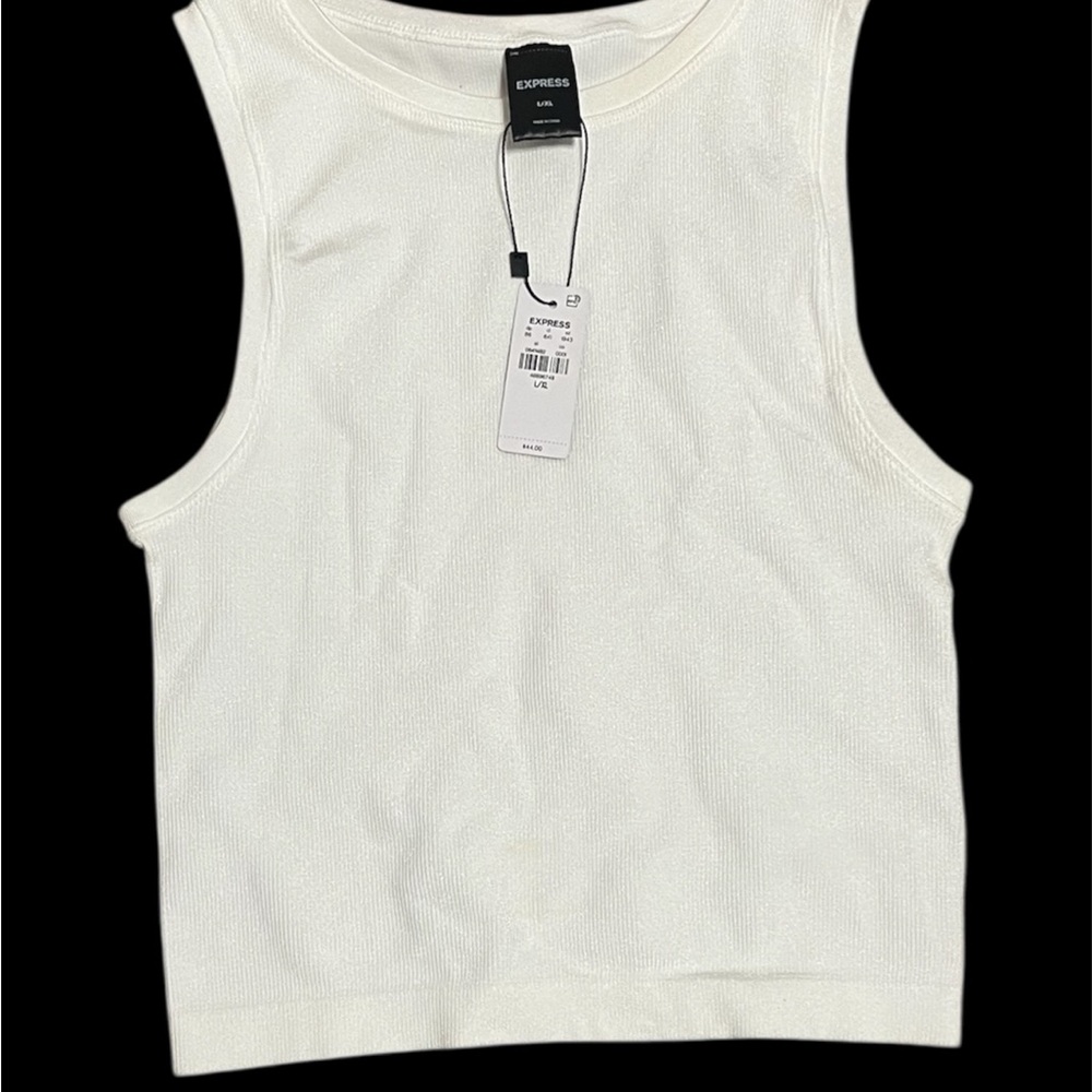 Express White Crop Muscle Tee